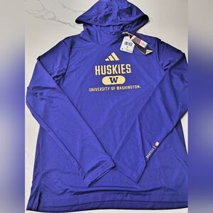 Washington Huskies Adidas Women's Long Sleeve Hooded Shirt (Medium) Retails $60